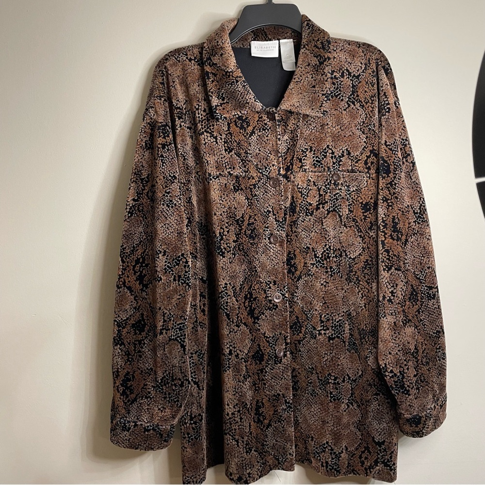 Liz Claiborne Brown 3X Snake Print Women's Jacket Reptile